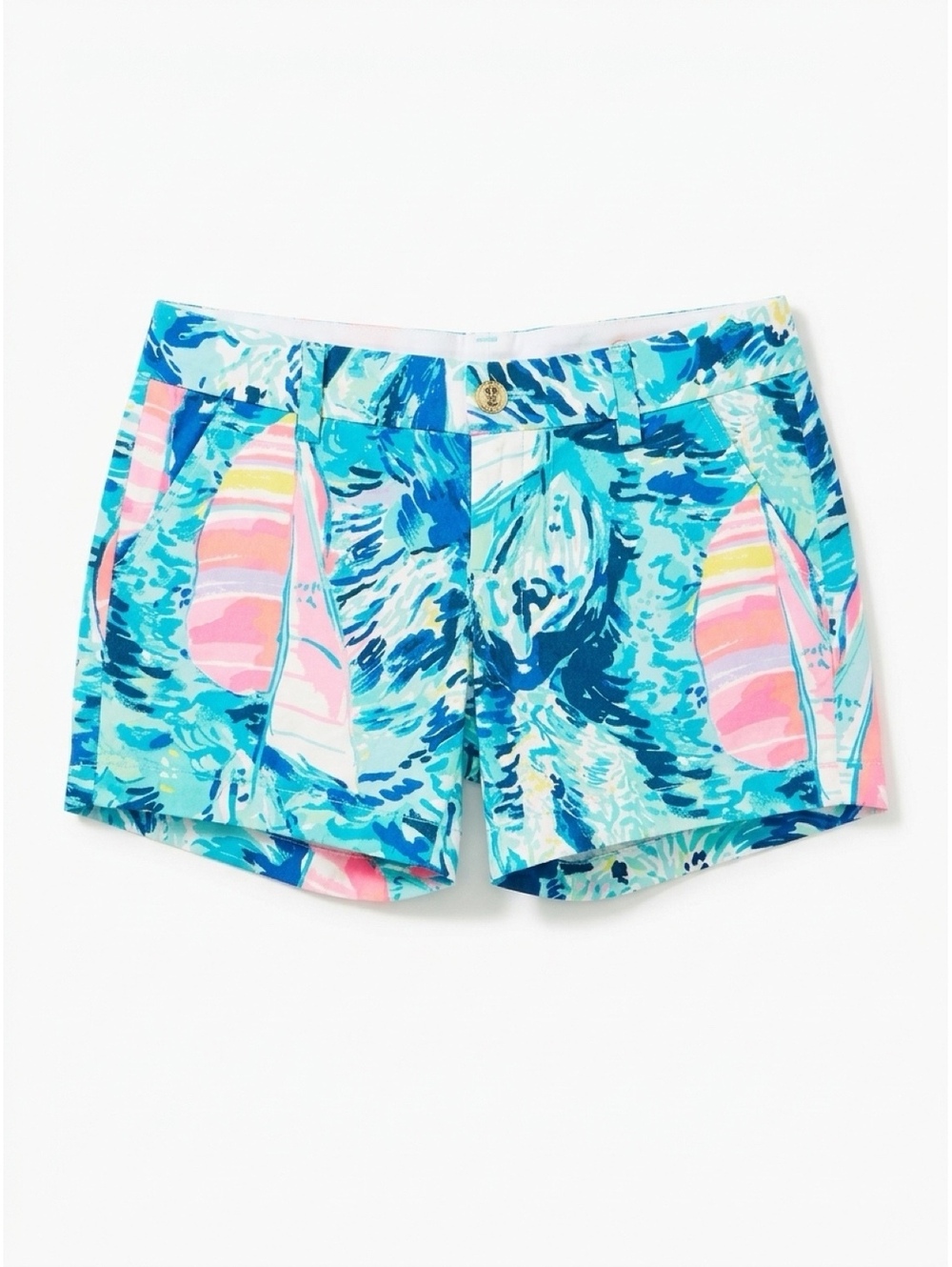 Lilly Pulitzer The Callahan Shorts Size 2 Cotton Blue and Pink Sailboat Print